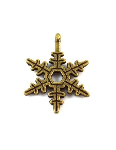 Charm/pandantiv fulg de zapada bronz antichizat 23 x 17 mm