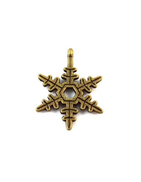 Charm/pandantiv fulg de zapada bronz antichizat 23 x 17 mm