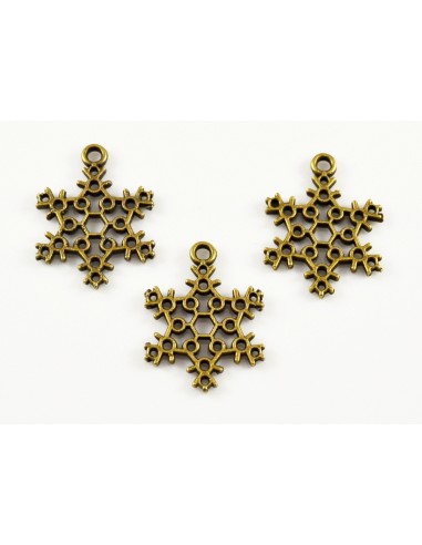 Charm/pandantiv fulg de zapada bronz antichizat 23 x 17 mm