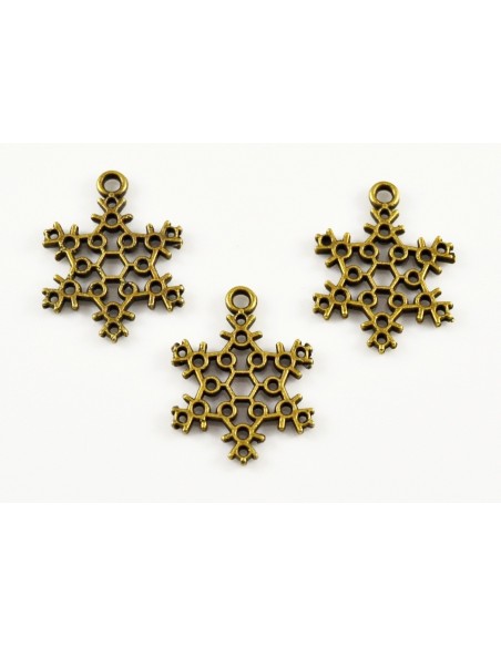 Charm/pandantiv fulg de zapada bronz antichizat 23 x 17 mm