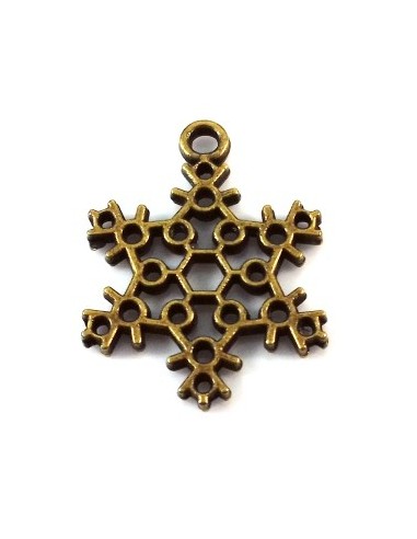 Charm/pandantiv fulg de zapada bronz antichizat 23 x 17 mm