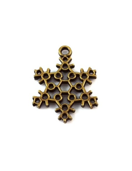 Charm/pandantiv fulg de zapada bronz antichizat 23 x 17 mm