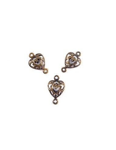 2xLink filigran inima bronz 14x9mm