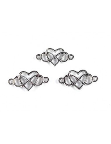 2xLink argintiu inima infinit 24 x 13 mm