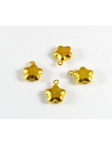 2xCharm metalic auriu floare 12mm