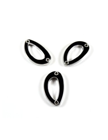 Link acrilic negru/argintiu 29x16mm