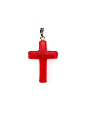 Pandantiv cruciulita agata rosie 34x18mm