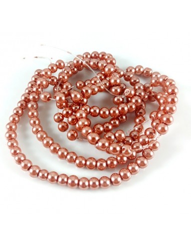 20 Perle sticla lucioase cognac 4mm