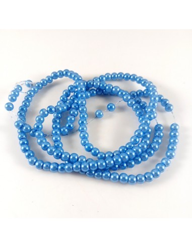 20 Perle sticla lucioase bleu 4mm