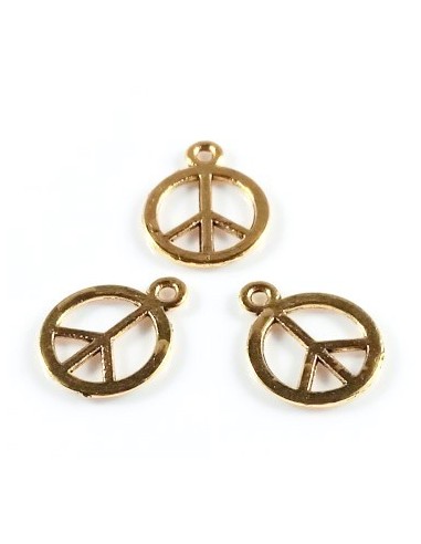 3xCharm auriu semnul pacii 15x12mm