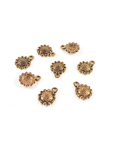 3xCharm auriu antichizat floare 12x9mm