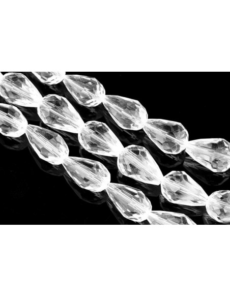 Briolete de cristal fatetat Clear 10 x 16 mm