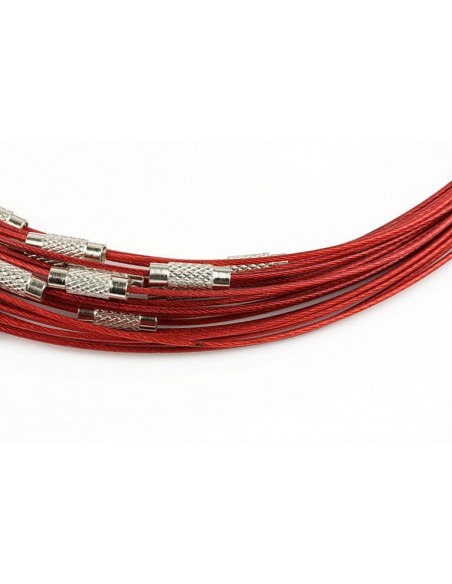 Baza colier otel acoperit cu nylon 45 cm rosu