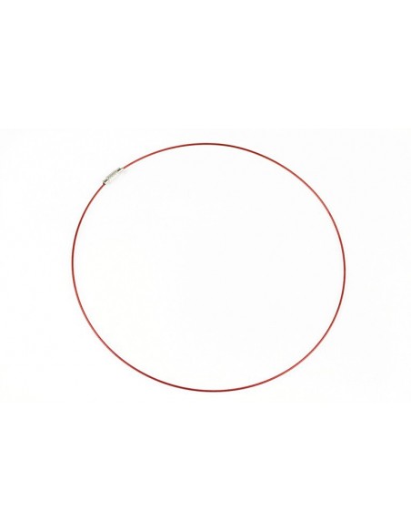 Baza colier otel acoperit cu nylon 45 cm rosu
