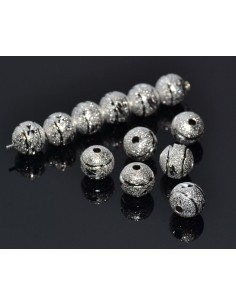 10 Distantiere rotunde stardust argintii gravate 8 mm