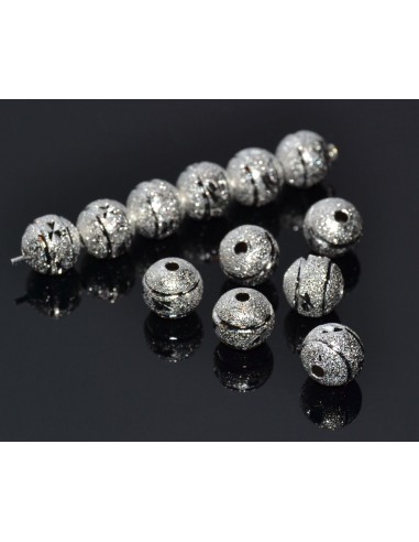 10 Distantiere rotunde stardust argintii gravate 8 mm
