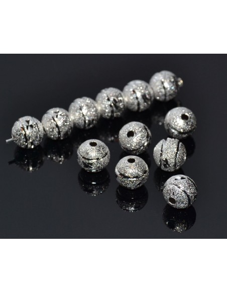 10 Distantiere rotunde stardust argintii gravate 8 mm