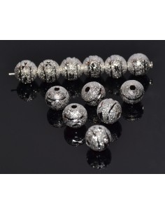 10 Distantiere rotunde stardust argintii gravate 8 mm 2