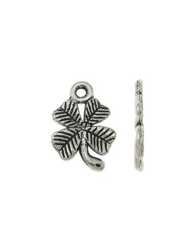300 Charm trifoi norocos argintiu antichizat 15 x 10 mm